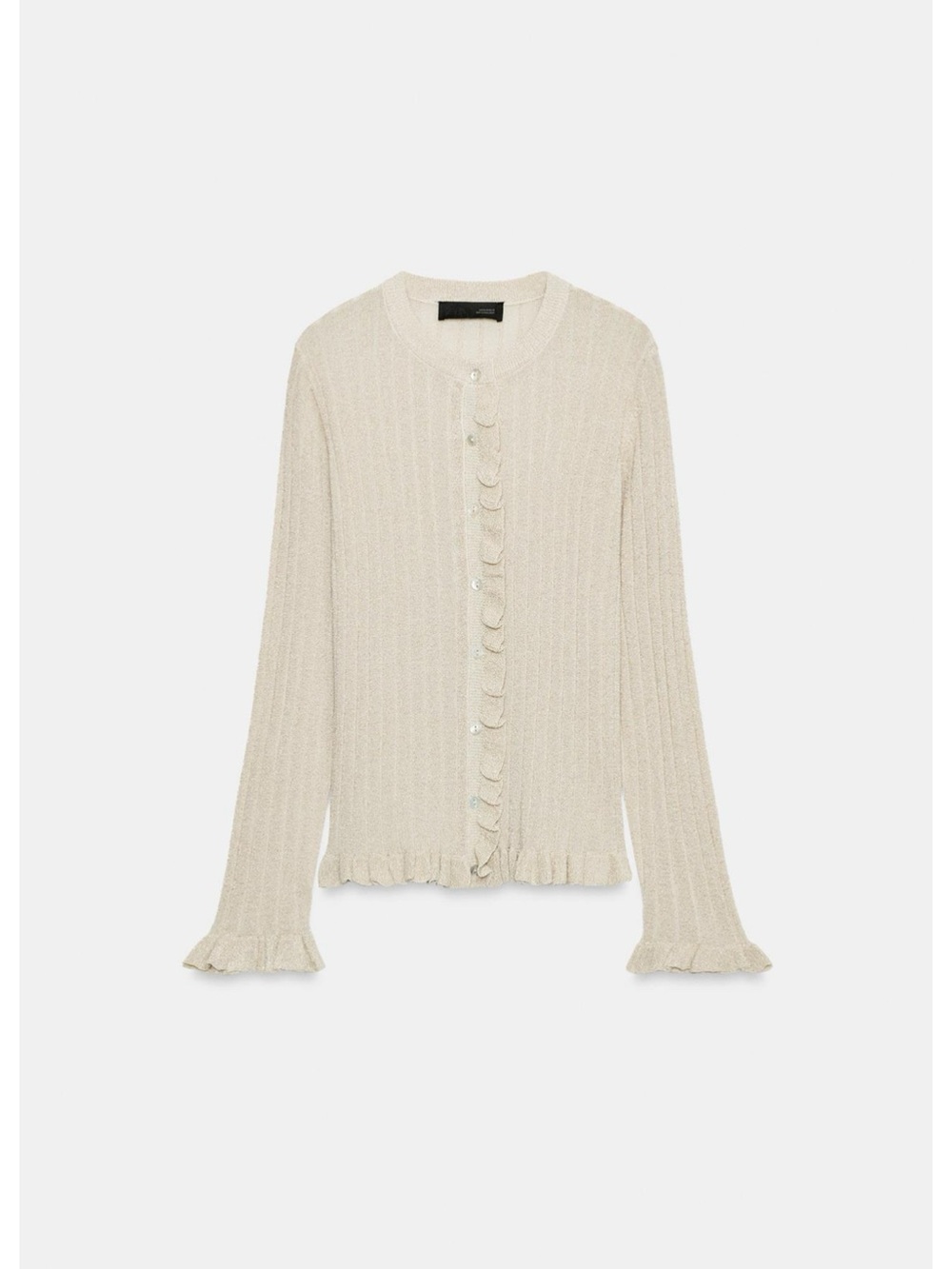 Zara Cream Ribbed Button-Front Cardigan - Picture 4 of 6